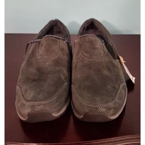 Women's Eddie Bauer Size 8.5M Suede Leather Lined Navy Slip On Shoes NWT